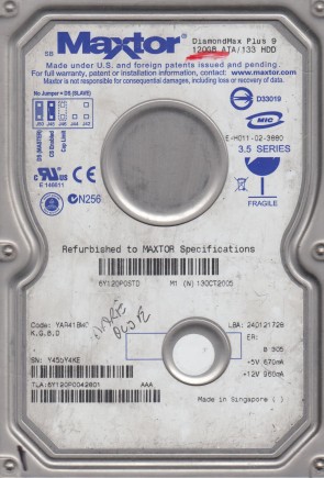 Maxtor 6Y120P0 Hard Disk Drive