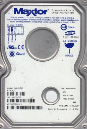 Maxtor 6Y250P0 Hard Disk Drive