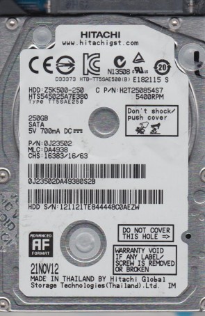 Hitachi HTS545025A7E380 Hard Disk Drive