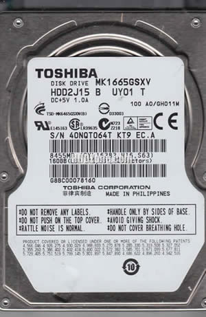 Toshiba MK1665GSXV Hard Disk Drive