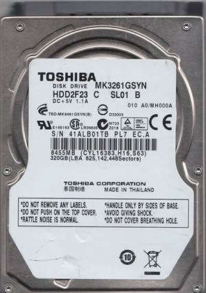 Toshiba MK3261GSYN Hard Disk Drive