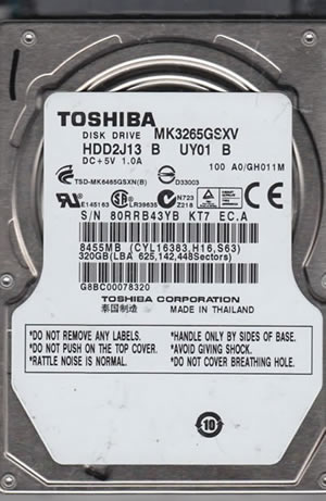 Toshiba MK3265GSXV Hard Disk Drive