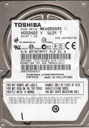 Toshiba MK4055GSX Hard Disk Drive