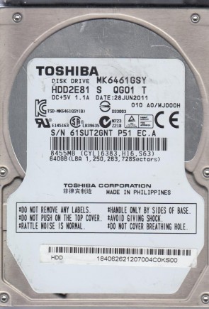 Toshiba MK6461GSY Hard Disk Drive