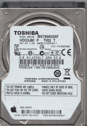 Toshiba MK7559GSXF Hard Disk Drive