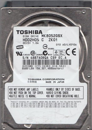 Toshiba MK8052GSX Hard Disk Drive