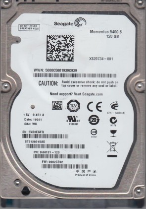 Seagate ST9120315AS Hard Disk Drive