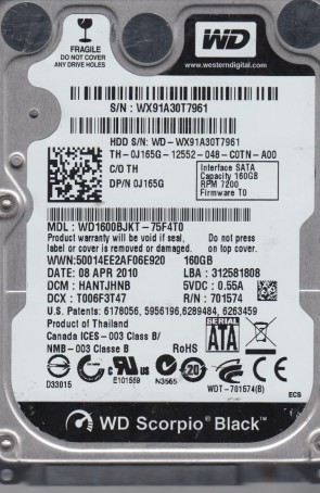 Western Digital WD1600BJKT Hard Disk Drive