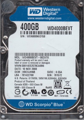 Western Digital WD4000BEVT Hard Disk Drive