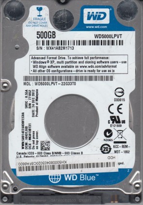 Western Digital WD5000LPVT Hard Disk Drive