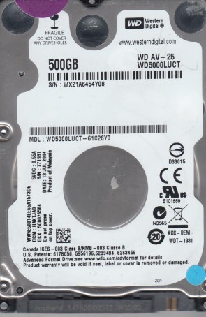 Western Digital WD5000LUCT Hard Disk Drive