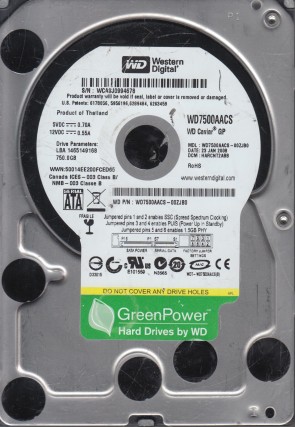 Western Digital WD7500AACS Hard Disk Drive