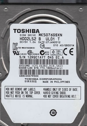 Toshiba HDD MK5076GSXN